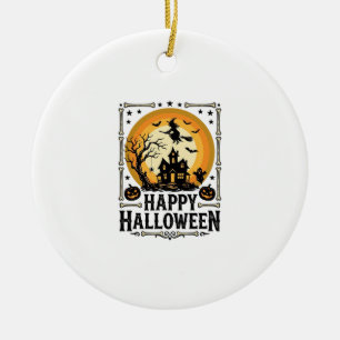 Vintage-Happy-Halloween-Hexe-Mond-Shirt-Design_1 Keramik Ornament