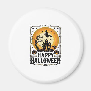 Vintage-Happy-Halloween-Hexe-Mond-Shirt-Design_1 Magnet