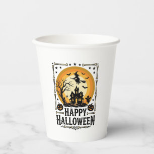 Vintage-Happy-Halloween-Hexe-Mond-Shirt-Design_1 Pappbecher