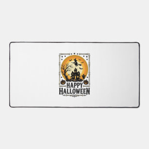 Vintage-Happy-Halloween-Hexe-Mond-Shirt-Design_1 Schreibtischunterlage