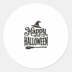 Vintage-Happy-Halloween-Hexenhut-Shirt-Design_1 Runder Aufkleber