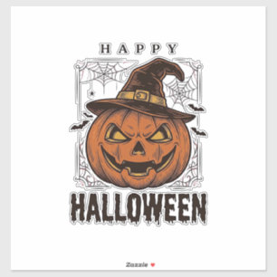 Vintage-Happy-Halloween-Kürbisgravur-Design_1 Aufkleber