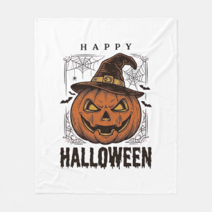 Vintage-Happy-Halloween-Kürbisgravur-Design_1 Fleecedecke