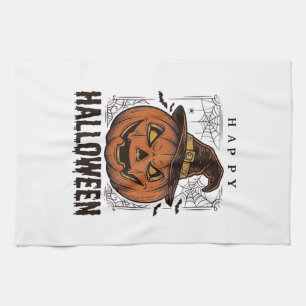 Vintage-Happy-Halloween-Kürbisgravur-Design_1 Geschirrtuch