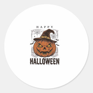 Vintage-Happy-Halloween-Kürbisgravur-Design_1 Runder Aufkleber