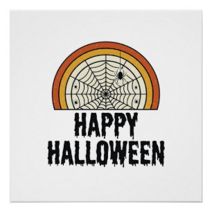 Vintage-Happy-Halloween-Spinnennetz-Vektordesign_1 Poster