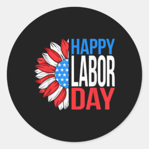 Vintage Happy Labor Day Patriotische Sonnenblume A Runder Aufkleber