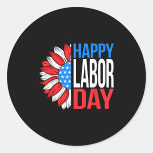 Vintage Happy Labor Day Patriotische Sonnenblume A Runder Aufkleber