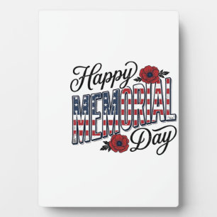 Vintage Happy Memorial Day Mohnflagge-Shirt-Design Fotoplatte