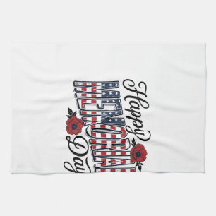 Vintage Happy Memorial Day Mohnflagge-Shirt-Design Geschirrtuch