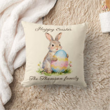 Vintage-Happy-Ostern-Hase mit Ei Familie