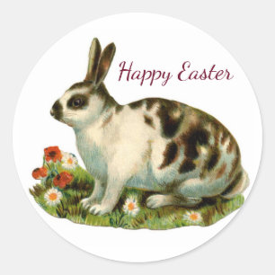 Vintage-Happy-Ostern-Hasen-Aufkleber Runder Aufkleber