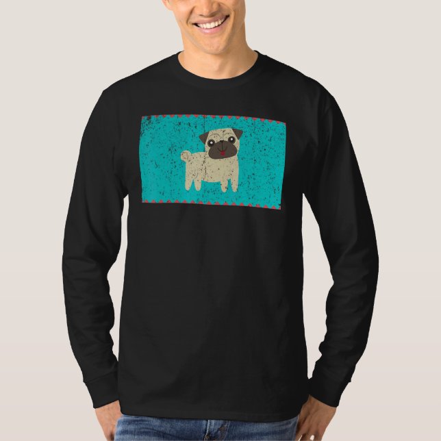 Vintage Happy Pug Face Mask T-Shirt (Vorderseite)