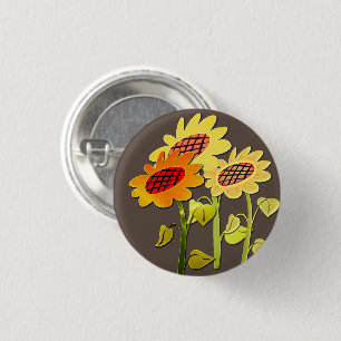 Vintage Happy Sonnenblumen Muster Bronze Button