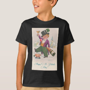 Vintage Happy St. Patrick's Day Shamrock Champagne T-Shirt