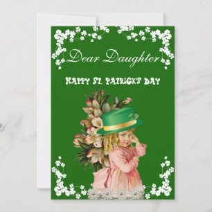Vintage Happy St. Patrick's Day Tochter rosa Kleid Feiertagskarte