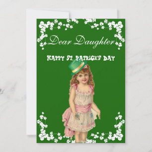 Vintage Happy St. Patrick's Day Tochter rosa Kleid Feiertagskarte