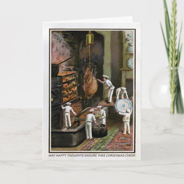 Vintage Happy Thoughts Feiertagskarte (Vorderseite)