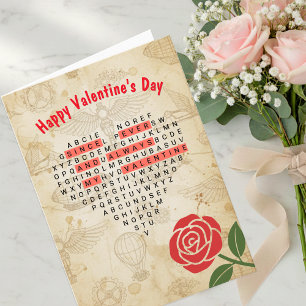 Vintage-Happy-Valentinstag-Karte, Männer, Herz Feiertagskarte