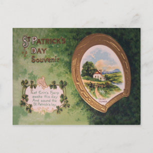 Vintage Harfe von Erin Hufeisen St. Patrick's Day Postkarte