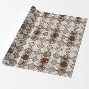 Vintage-Harlekin-Diamant-Altes-Sepia-Muster Geschenkpapier