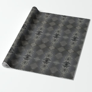 Vintage Harlekin inspiriertes silbergraues Muster Geschenkpapier