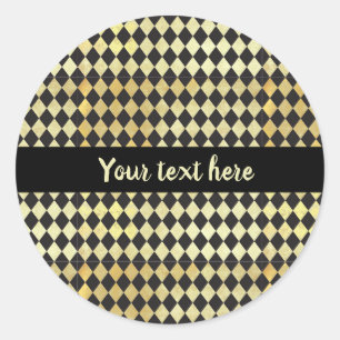 Vintage-Harlekin mit Gold und Schwarz Runder Aufkleber