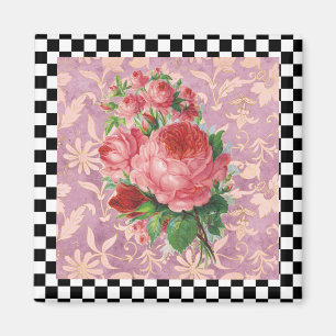 Vintage-Harlekin-Rosa Magnet