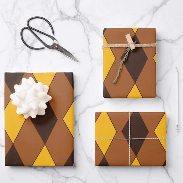 Vintage Harlequin Birthday Diamond Pattern  Geschenkpapier Set (Vorderseite)