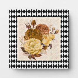 Vintage Harlequin Garden Rose Fotoplatte