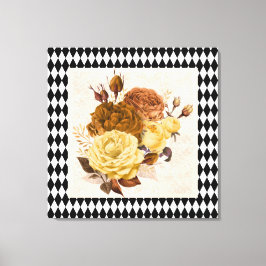 Vintage Harlequin Garden Rose Leinwanddruck