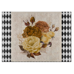 Vintage Harlequin Garden Rose Schneidebrett