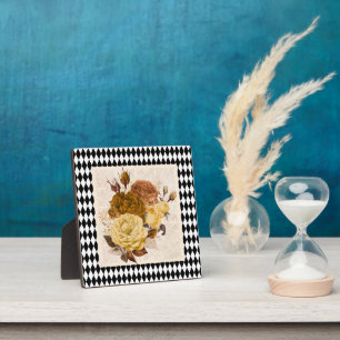 Vintage Harlequin Garden Roses Fotoplatte