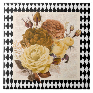 Vintage Harlequin-Gartenrosen Fliese