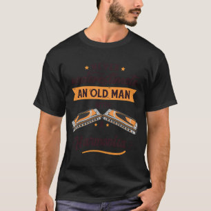 Vintage-Harmonikaspieler-Kunst T-Shirt