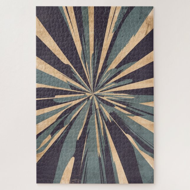 Vintage Harmony in Blau | Retro geometrisches Puzz Puzzle (Vertikal)