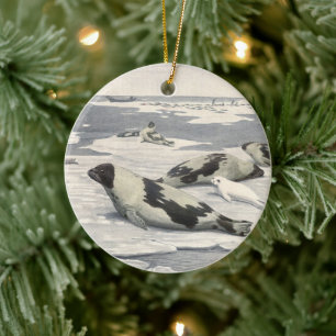 Vintage Harp-Siegel von Louis Futes Keramikornament