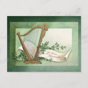 Vintage Harp St. Patrick's Day Postkarte