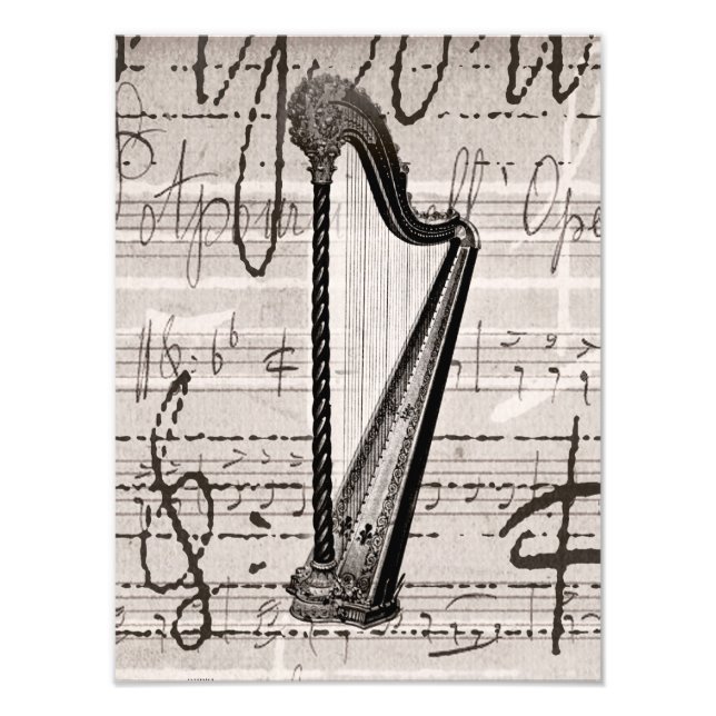 Vintage Harp- und Antiquitätenkollektion Fotodruck (Vorne)