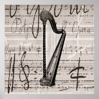 Vintage Harp- und Antiquitätenkollektion