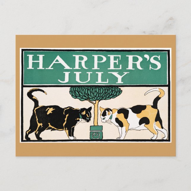 Vintage Harper's July Cats von Edward Penfield Postkarte (Vorderseite)
