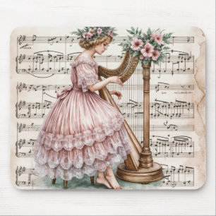 Vintage Harpist-Musik Mousepad