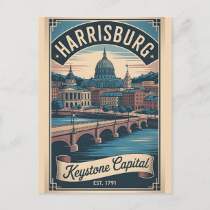 Vintage Harrisburg Pennsylvania Retro-Reise Feiertagspostkarte