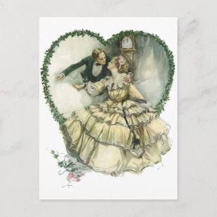 Vintage Harrison Fisher, Weihnachtsbraut und Bräut Feiertagspostkarte