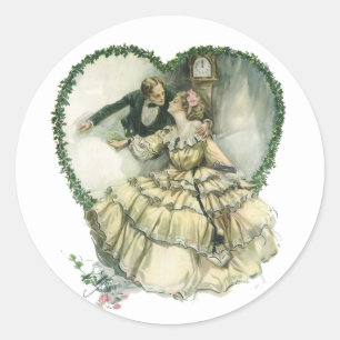 Vintage Harrison Fisher, Weihnachtsbraut und Bräut Runder Aufkleber
