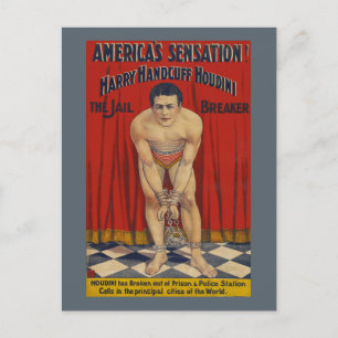 Vintage Harry Handcuff Houdini - Der Gefängnisausb Postkarte