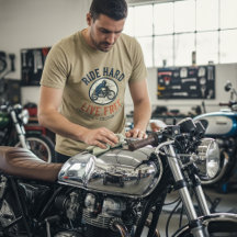 Vintage "Hart Reiten Frei Leben" Custom-Motorrad