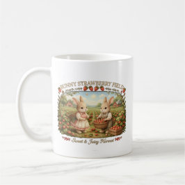Vintage-Häschen-Erdbeerfeld-Cottagecore-Illustrati Kaffeetasse