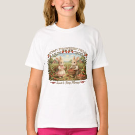 Vintage-Häschen-Erdbeerfeld-Cottagecore-Illustrati T-Shirt