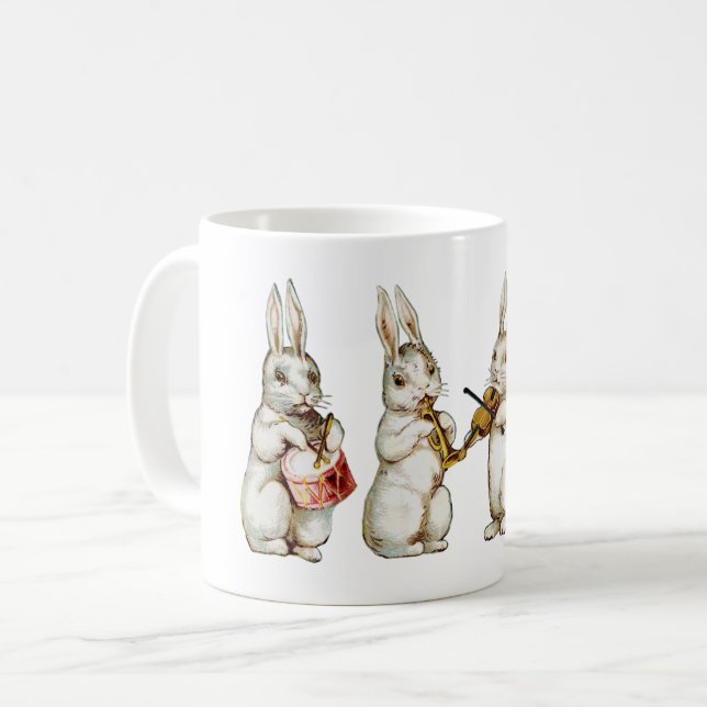 Vintage Häschen-Illustration Kaffeetasse (Vorderseite Links)
